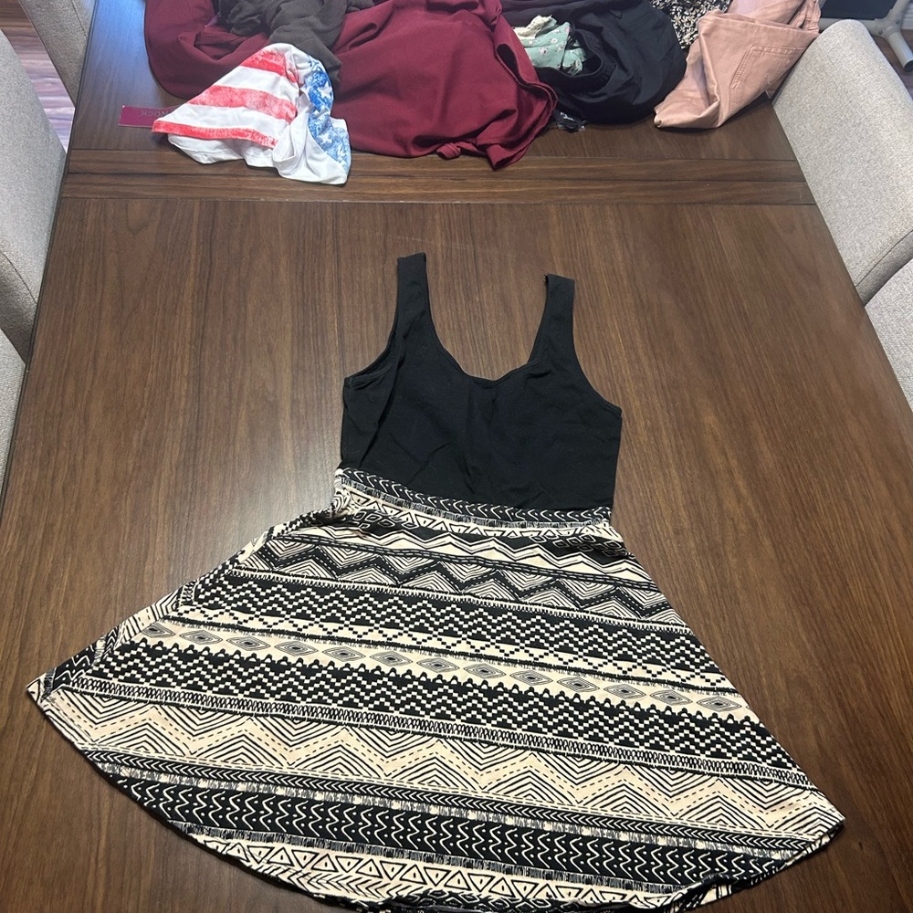 Ambiance Black and White Fit and Flare Mini Dress
